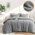 thumbnail image 3 of Regency Heights Comforter Sets Full/Queen, 3 Piece Soft Bedding Sets, Light Grey Comforter Bed Set with Pillow Shams, 3 of 9