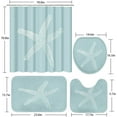 thumbnail image 5 of 4 Pcs Shower Curtain Set Starfish Seashells Wooden Nautical Sand Beach Shell Sea Blue with Non-Slip Rugs Toilet Lid Cover and Bath Mat Bathroom Decor Set 72" x 72", 5 of 7