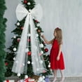thumbnail image 5 of EP 49 Inches Christmas Tree Topper Bow Large Fluffy Tulle Christmas Bow for Car Giant Wreath Wall Decor with Long Streamers for Xmas Home Wedding Car Holiday Decor Supplies(White), 5 of 14
