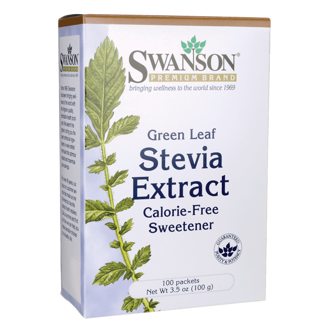 Swanson Green Leaf Stevia Extract 100 Packets