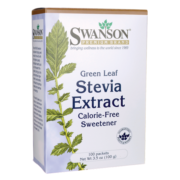 Swanson Green Leaf Stevia Extract 100 Packets