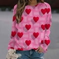 thumbnail image 2 of Valentine's Day Long Sleeve Shirts for Women Trendy Sequin Heart Print Crew Neck Casual Sweatshirts Casual Tunic Tops(Pink,L), 2 of 4