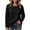 Black, variant on Women’s Waffle Knit Long Sleeve Shirts, Crew Neck Pullover Sweater Tops, Casual Loose Fit Lightweight Knit Tops for Fall Winter Spring