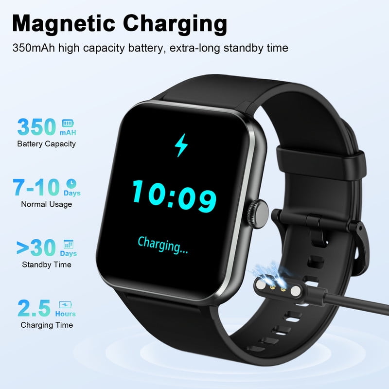 Smart Watch 1.85" HD Touchscreen Fitness Tracker, Bluetooth Notifications/Calls, IP68 Waterproof, 120+ Sport Modes, Bluetooth Call/Voice Assistant Fits for Android iOS (Black) for Perfect Gift