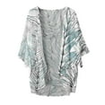thumbnail image 4 of DDAPJ pyju Womens Summer Chiffon Kimono Cardigan Dressy Casual 3/4 Sleeve Open Front Blouse Tops Lightweight Beach Cover Up Deal of The Day Light Blue M, 4 of 4