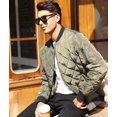 thumbnail image 4 of Pretifeel Mens Bomber Jackets Diamond Quilted Fall Winter Rib Varsity Lightweight Coat, 4 of 4