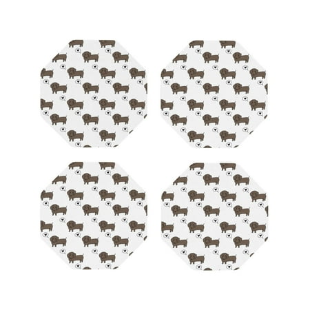 

Leather Coasters Set of 4 - Dachshund Dog Puppy No.1056 Lightweight Non-Slip Drink Coasters for Desk Anti-Scalding Desk Cup Coasters for Office Table Decor Octagon