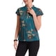 thumbnail image 4 of Blusas de trabajo Satin Inspire Chic para mujeres, blusa casual de negocios con mangas de capucha, floral vintage, color azul marino-floral, 4 of 6