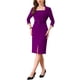 thumbnail image 1 of INSPIRE CHIC Vestido de Lápiz Midi de Oficina para Mujeres con Manga 3/4 y Cuello Cuadrado en S Púrpura, 1 of 5
