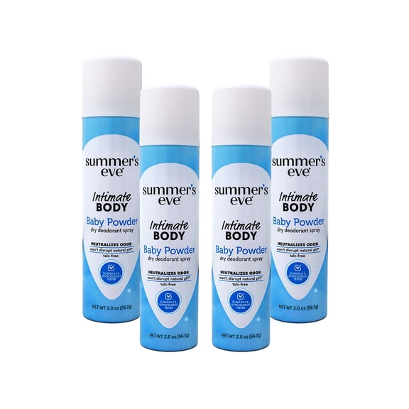 Summer's Eve Baby Powder Daily Gentle Feminine Spray, 2 oz (Pack of 4)