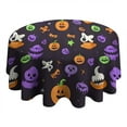 thumbnail image 4 of Cute Halloween Icons Pattern Round Tablecloth 60"x60",Wrinkle Wipeable Table Cloth for Kitchen Dining Room Picnic Patio Party, 4 of 6