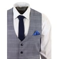thumbnail image 3 of Mens Marc Darcy 3 Piece Suit Grey Prince Of Wales Blue Check Vintage Retro, 3 of 6