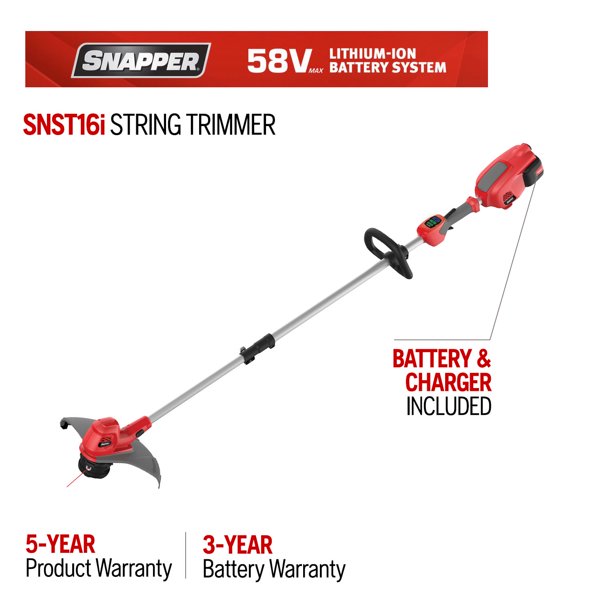 Snapper 16 in. 58Volt LithiumIon Battery Straight Shaft String Trimmer (Battery Included