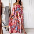 thumbnail image 3 of 2024 Spring/Summer New Evening Dress European and American Printed Dress V-neck Pullover Retro Long Sleeved Long Skirt Dresses, 3 of 7