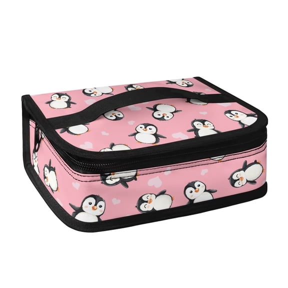 KUIFORTI Cute Penguin Laptop Lunch Bag Durable Washable Handbag Leakproof Lunch Box Zipper Pouch School Satchel Bag for Travel Hiking Camping