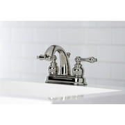 Kingston Brass Restoration Two-Handle 3-Hole Deck Mount 4 in. Centerset Bathroom Faucet Polished Nickel Polished