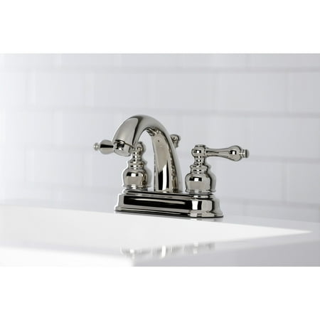 Kingston Brass Restoration Two-Handle 3-Hole Deck Mount 4 in. Centerset Bathroom Faucet Polished Nickel Polished