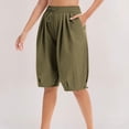thumbnail image 5 of Yievot Bermuda Shorts for Women 9 Inch Inseam Drawstring Elastic Waist Cuffed Hem Loose Fit Casual Summer Lounge Shorts, 5 of 6