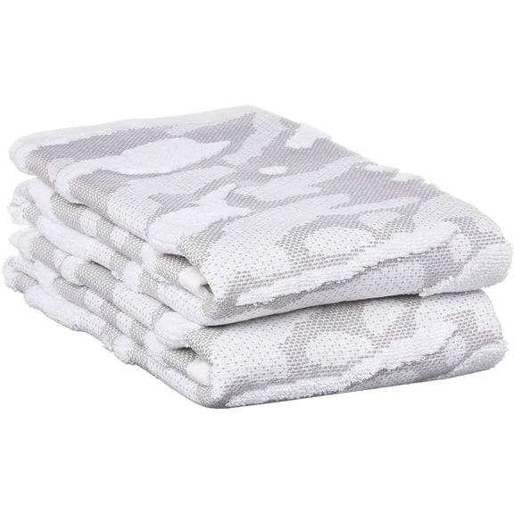 Violet Linen Hand Towels Set of 2, Marquis Pattern, 100% Terry Plush 600 GSM Cotton Super Soft Highly Absorbent Jacquard Fashion Towel, 20 Inch X 30 Inch, Silver, Hand Towels