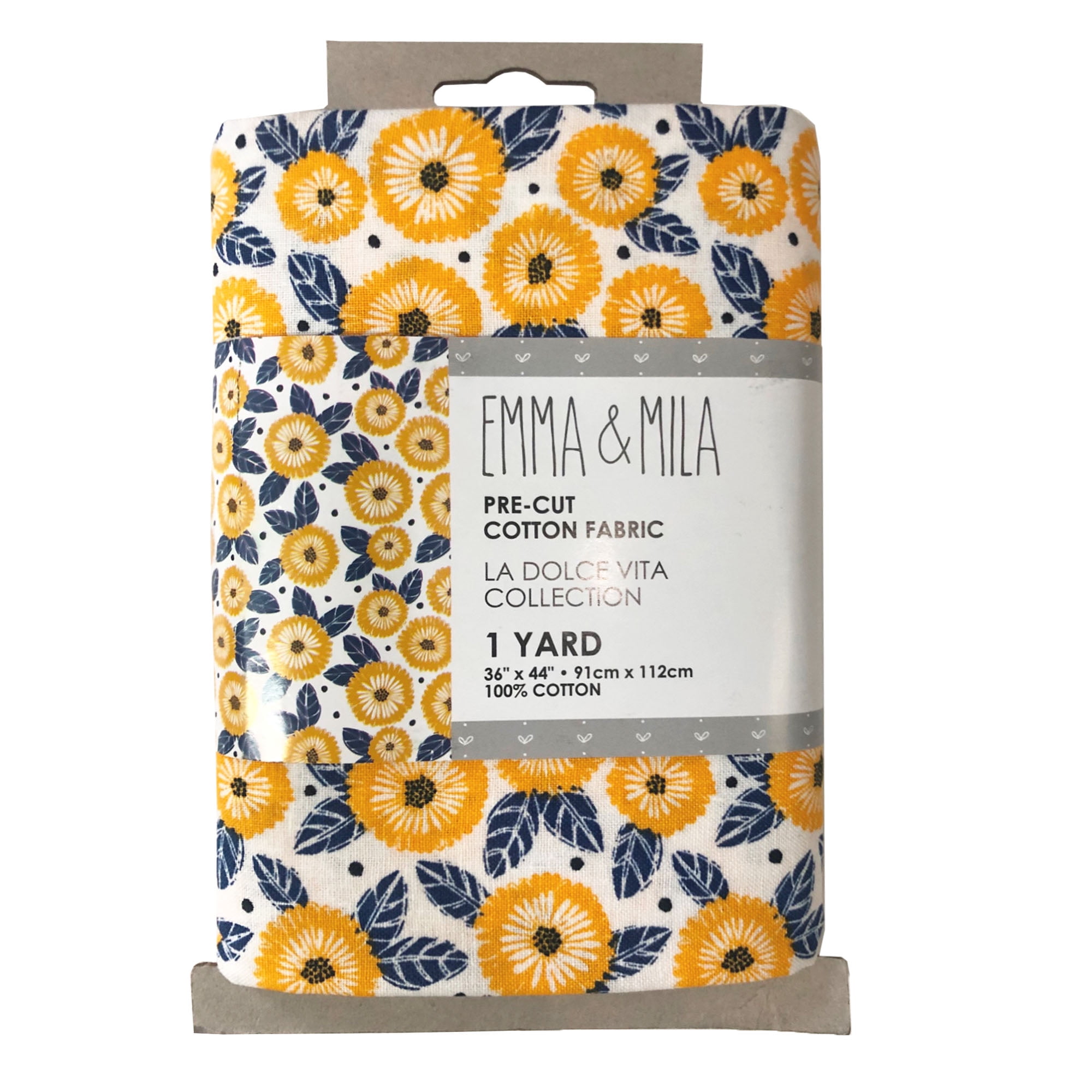 (3 pack) Eugene Textiles Premium Marigold Flowers Print, Width 44" 100% Cotton Fabric, Yellow Color