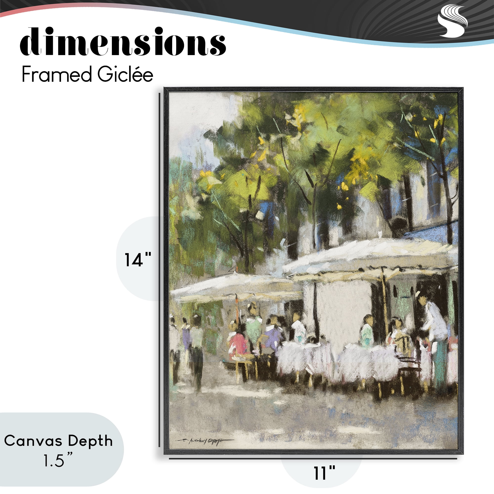 Stupell Industries Sunny Street Cafe Dining Black Framed Giclee Art, design by Anthony Orme