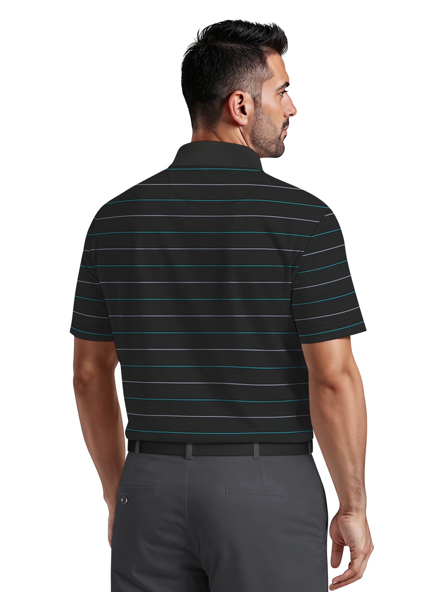 Ben Hogan Men's & Big Men's Performance Multi Colored Stripe Short Sleeve Polo Shirt, up to 5XL