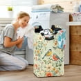 thumbnail image 5 of Yayeee Freestanding Laundry Hamper with Handle Collapsible Large Storage Basket for Clothes, Green Floral Pattern, 5 of 7