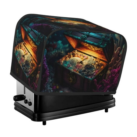 

KLL Underwater Treasure Chest Print 2 Slice Toaster Dust Covers Kitchen Small Appliance Cover with 2 Pockets Can hold Jam Spreader Knife & Toaster Tongs (11.4 x 7.9 x 7.5)