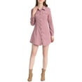 thumbnail image 2 of INSPIRE CHIC Women's Safari Point Collar Button Down Belted Corduroy Shirt Dress M Dusty Pink, 2 of 5