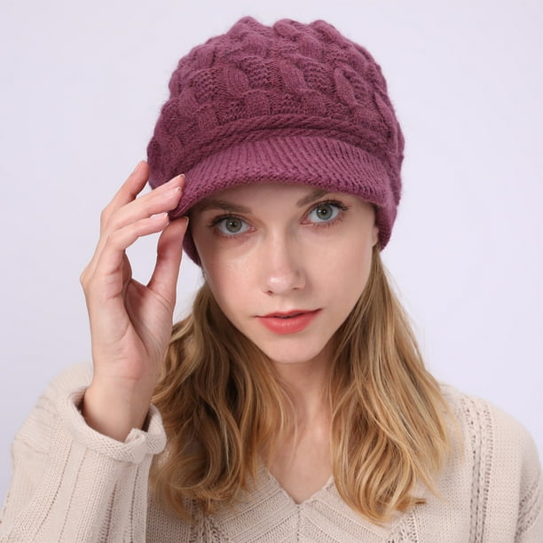 Winter Knitted Hat Peaked Cap Women s Winter Hat Beanie Hat Hats Caps Knitted Baseball Cap Warm Wool Hat
