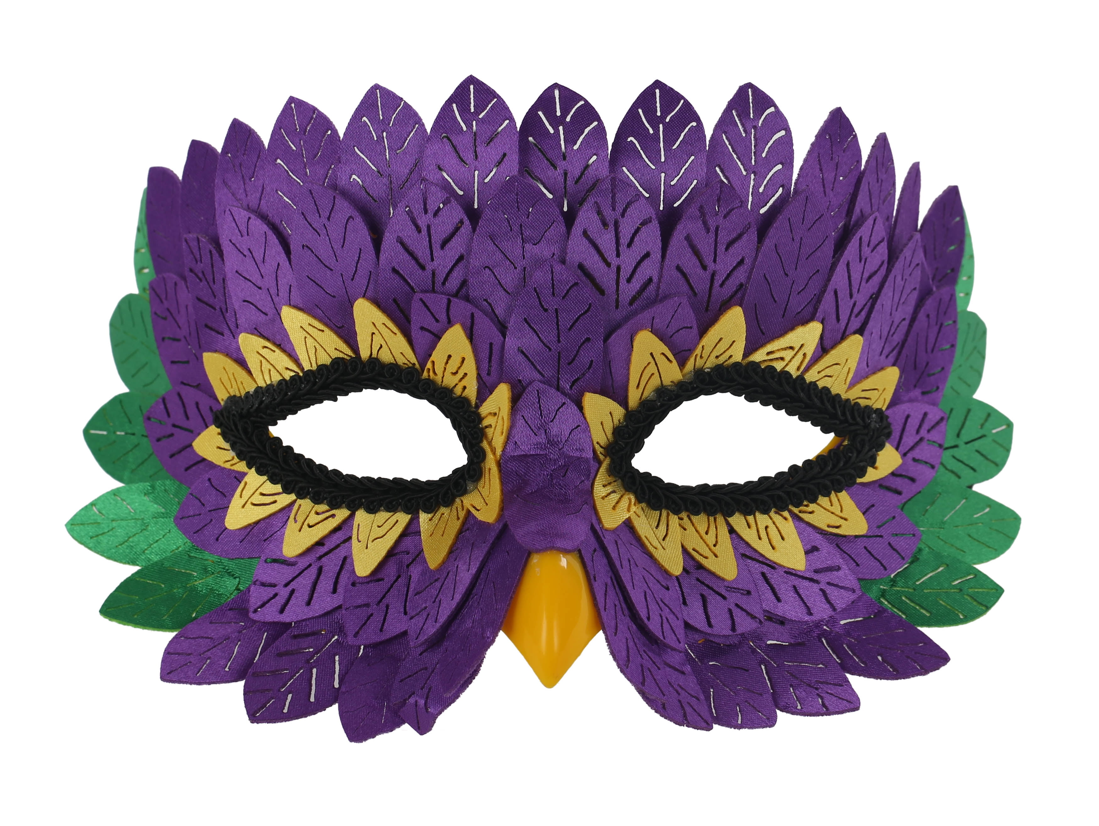 2 Piece Value Pack Mardi Gras Deluxe Bird Masquerade Mask, Purple, One Size  image image
