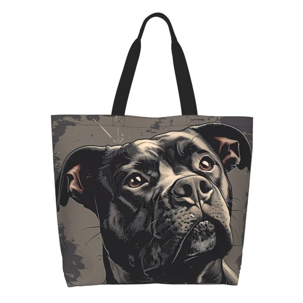 Balery Vintage Dog Illustration Bolsa Tote Estilo Estético con Cremalleras, Bolsa de Hombro, Bolsa de Compras Grande y Plegable