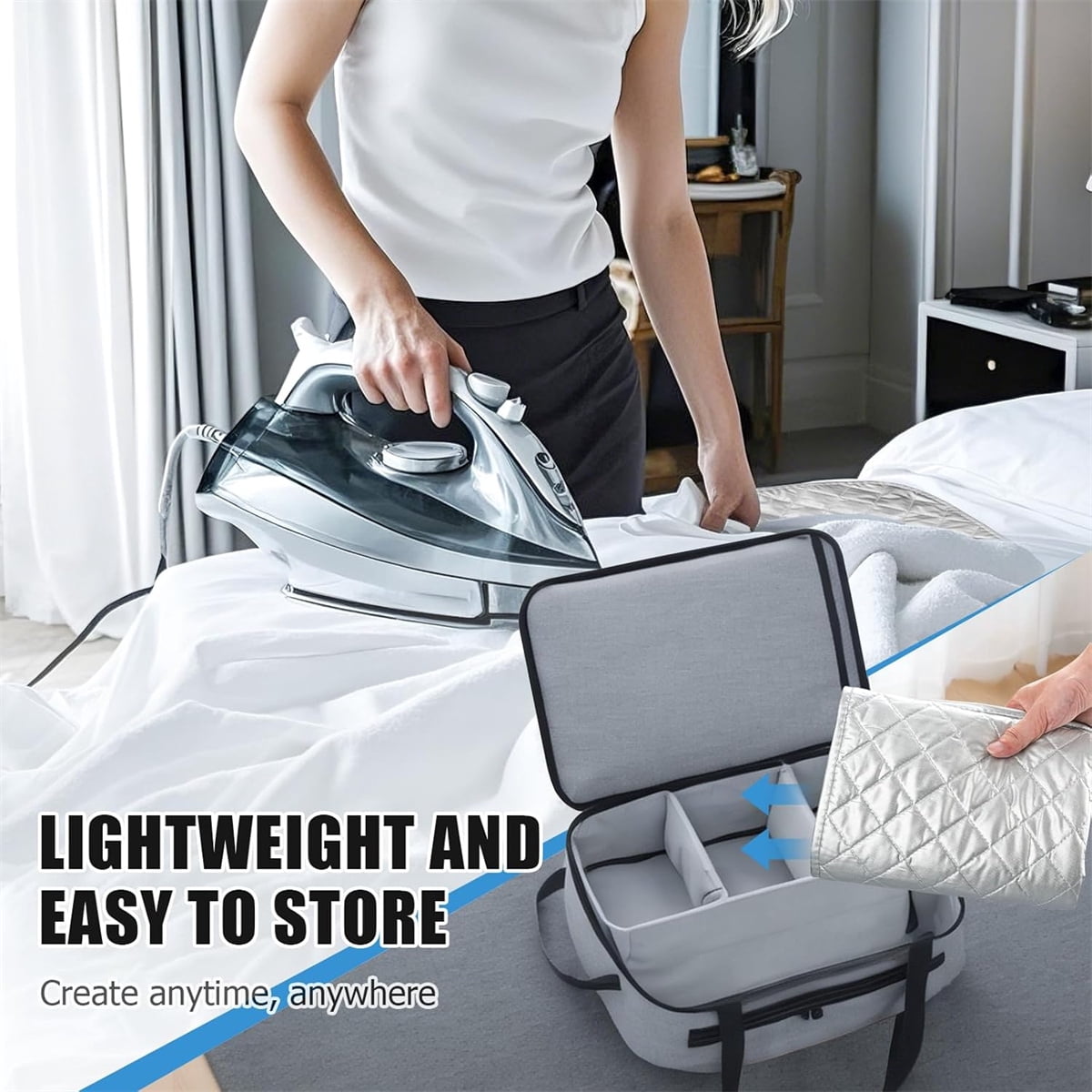 Tutuviw Premium Ironing Mat Silicone Ironing Board Table Top Quilted Insulating Pad Foldable Ironing Pad for Steam Pressing on Bed Washer Dryer,Silicone Slip Resistant Iron Rest for Hot Iron