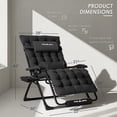 thumbnail image 6 of Poteban Oversized Zero Gravity Chair Set of 1, 33In XL Lawn Chair with Cushion,Support 500LB,Black, 6 of 9