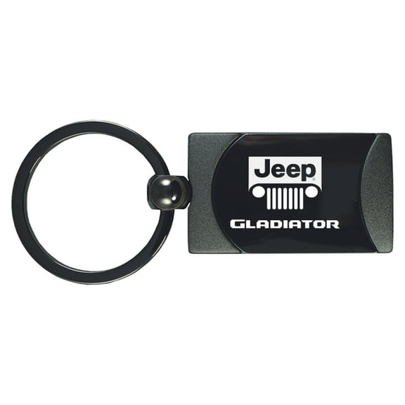 Jeep Gladiator Two-Tone Rectangular Key Chain (Gun Metal)