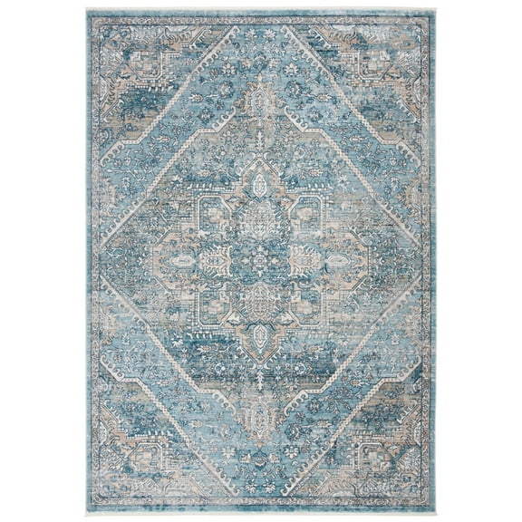 SAFAVIEH Victoria Annandale Distressed Floral Area Rug, Blue/Grey, 4' x 6'