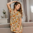 thumbnail image 3 of Naloa Fall Autumn Print Women Nightgowns,Womens Loungewear,Short Sleeve Sleepwear,Comfy Ladies Nightdress, 3 of 6