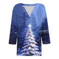 thumbnail image 4 of Craaazy Women's Casual Christmas Shirts V-Neck 3/4 Sleeve Fashion Tops Gifts, 4 of 5
