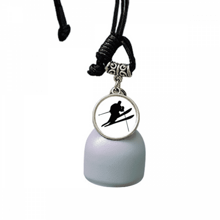 

Skiing Winter Sport Black Outline Wind Chimes Bell Car Pendant