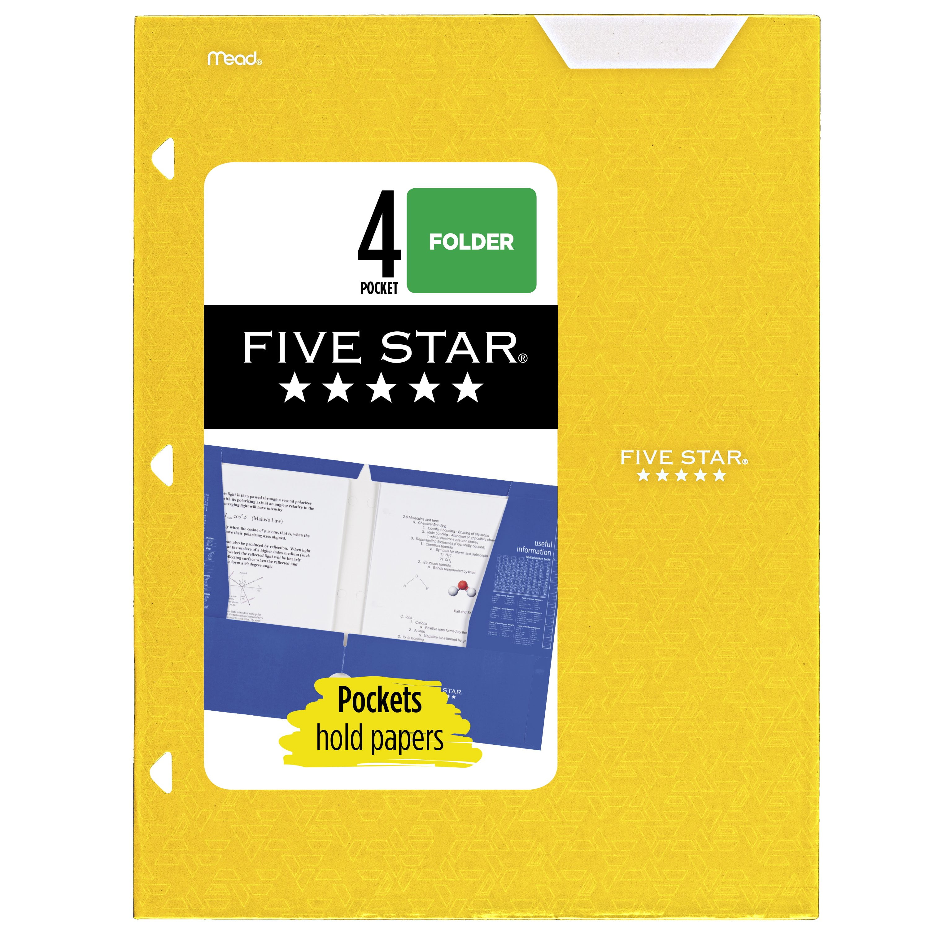 Five Star 4-Pocket Paper Folder for Kids, Assorted Colors, 6 Pack