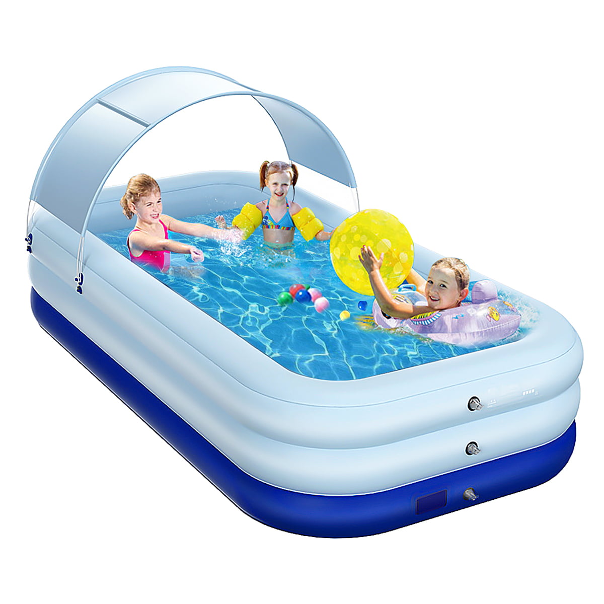 Garden Family Swimming Pool with Colour LED Lights Outdoor Fun Adult Kids 2M 