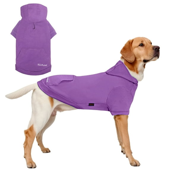 Kickred Basic Dog Hoodie Sweatshirts, Pet Clothes Hoodies Sweater with Hat and Leash Hole, Soft Cotton Outfit Coat for Large Medium Small Dogs(M, Purple)