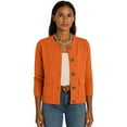thumbnail image 4 of Women's Fashion Solid Color Collar Long Sleeve Button Pocket Jacket, Versatile Casual Blazer for Office and Outdoor Activities,Orange,S, 4 of 6