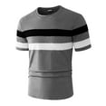 thumbnail image 3 of YLSDY Men's Color Block Short Sleeve Tee Shirts Casual Crewneck T Shirt Trendy Summer Tops Fashion Stripes Casual Tops Regular Fit Athletic Tees Dark Gray L, 3 of 8
