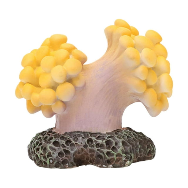 Decoración artificial del coral del acuario, adornos lindos decorativos decorativos de las decoraciones del tanque de peces del coral falso Amarillo