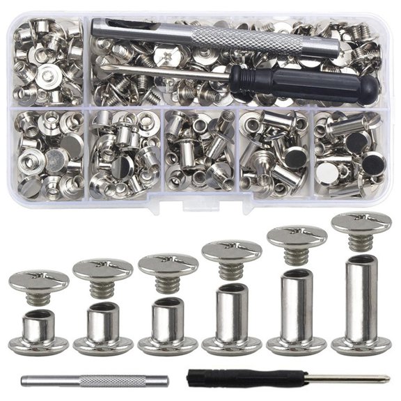 YIEMEEN 110Pcs Binding Screws Set Metal Screw Rivets for Leather Belt Bag Book Album