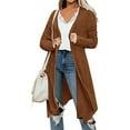 thumbnail image 2 of IROINNID Women's Mid-Length Cardigan Open Front Coat Solid Color Long Sleeve Loose Casual Pockets Casual Coat Cardigan , Brown, 2 of 6