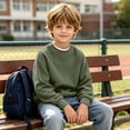 thumbnail image 4 of Enjoytime Crewneck Sweatshirt Boys Solid Color Long Sleeve Pullover Tops Casual Warm Fall Winter Clothes for Kids, 4 of 7