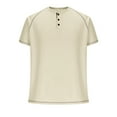 thumbnail image 4 of Fnnxeal Mens Casual T-Shirts, Summer Button Crew Neck Short Sleeve Tops Big and Tall Shirts Khaki Lightweight Tees for Men Size M, 4 of 9