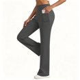 thumbnail image 4 of PWPSG Women's High Waist Crossover Slim Fit Flare Athletic Pants, High Stretch Yoga Trousers for Workout, Fitness & Active Lifestyle Gray XL, 4 of 6